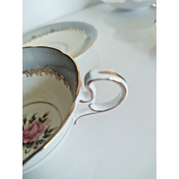 Vintage Aynsley Lancaster Pattern Grey Teacup and Saucer #7610 - Picture 10 of 16